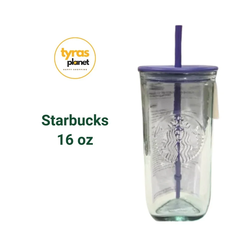 Starbucks 2025 Dark Purple/Violet Recycled Triangle Glass Cold Cup Tumbler 16 oz